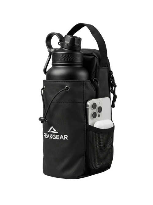 Fekete PEAKGEAR mágneses fitness táska kulacstartóval