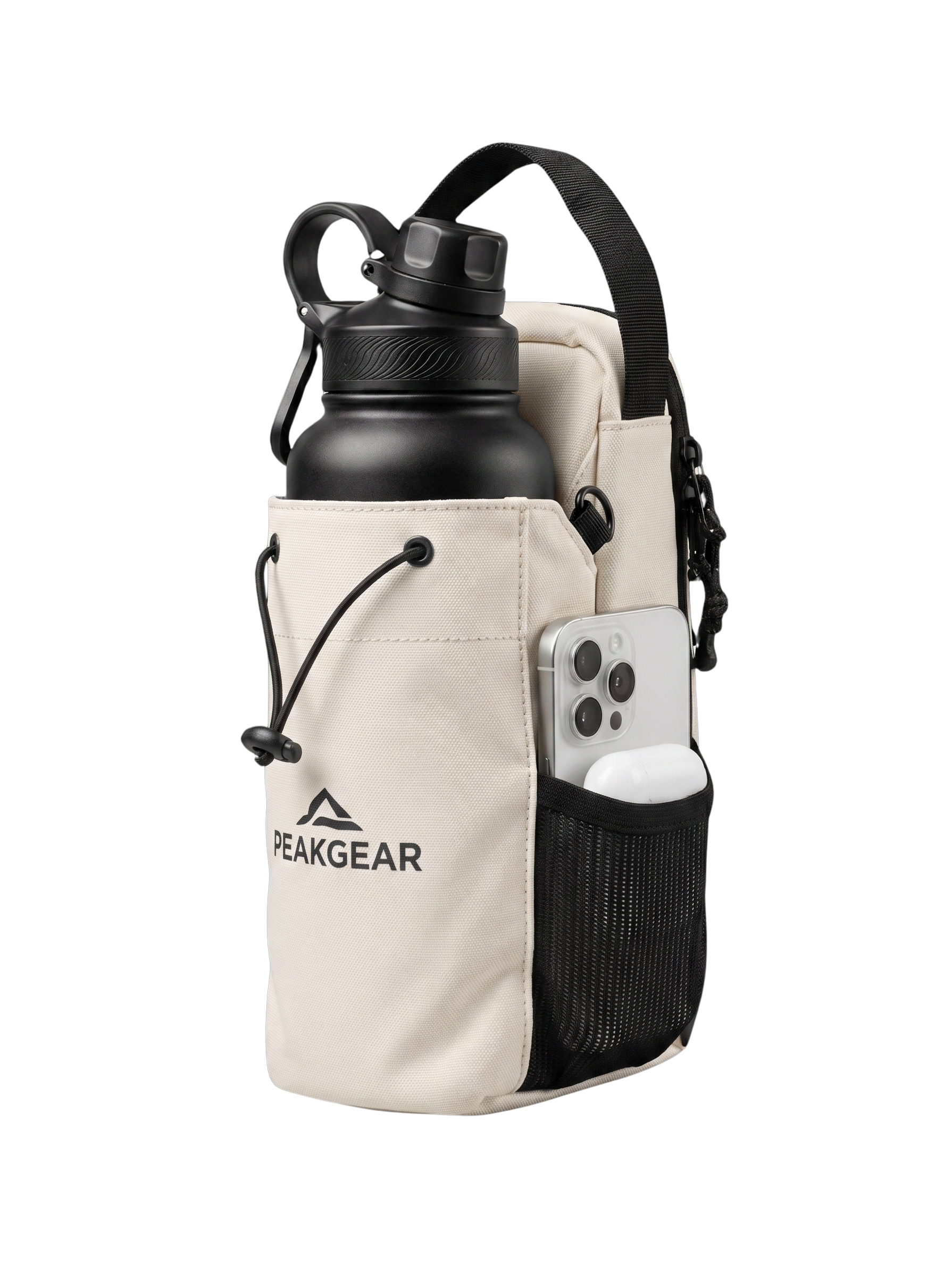 Fehér PEAKGEAR mágneses fitness táska kulacstartóval